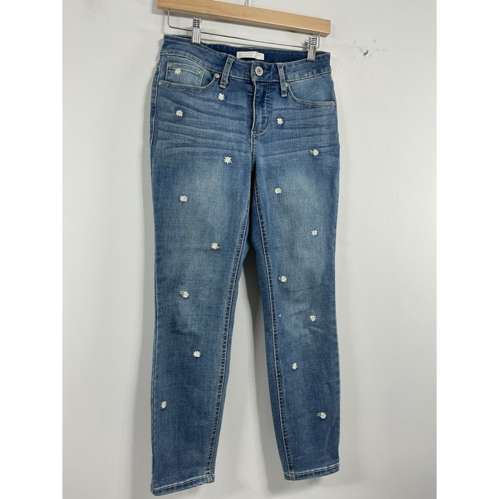 Girls Lauren Conrad Blue Jeans 6 Skinny Daisy Accent